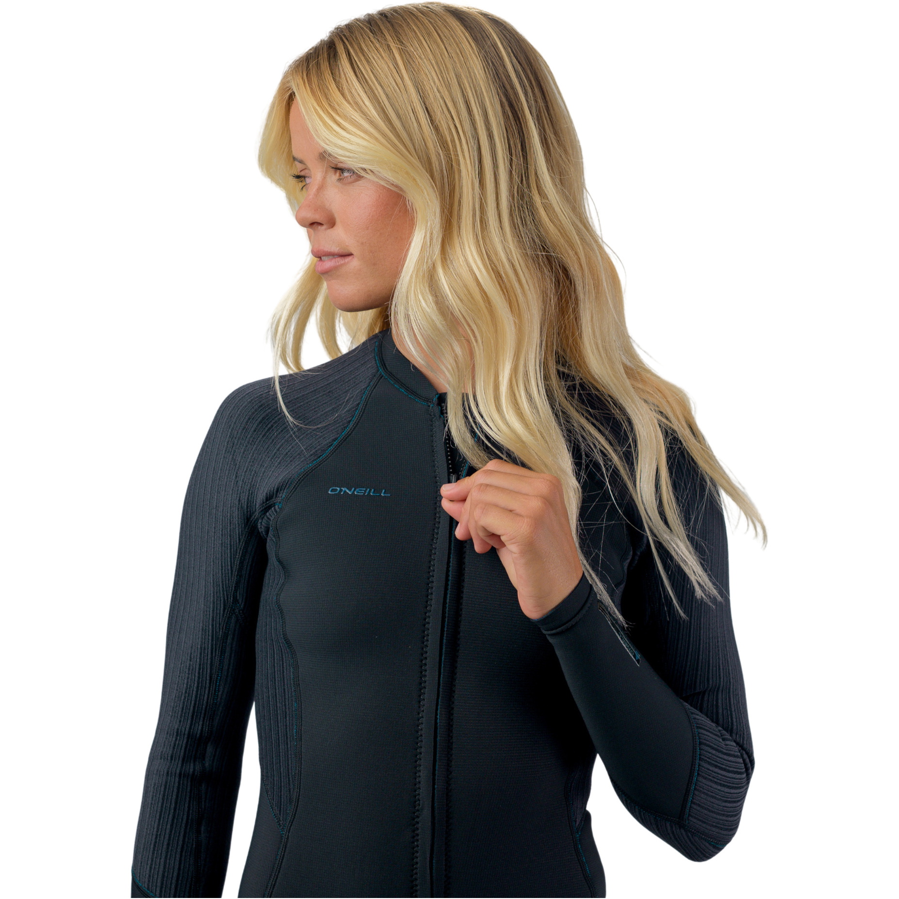 2026 O'Neill Dame Hyperfreak 2/ 1.5mm Front Zip Langærmet Springsuit-våddragt 5562 - Black / Black
